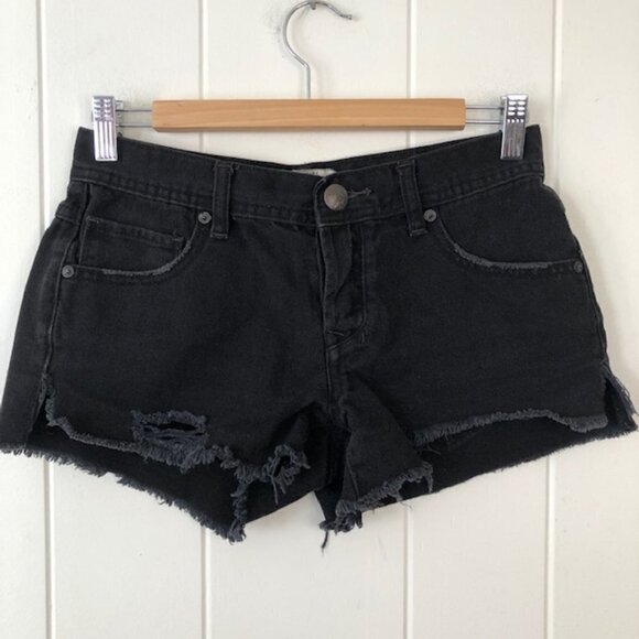 Free People Womens Shorts Black Distressed Festival Size 25 - Picture 1 of 8
